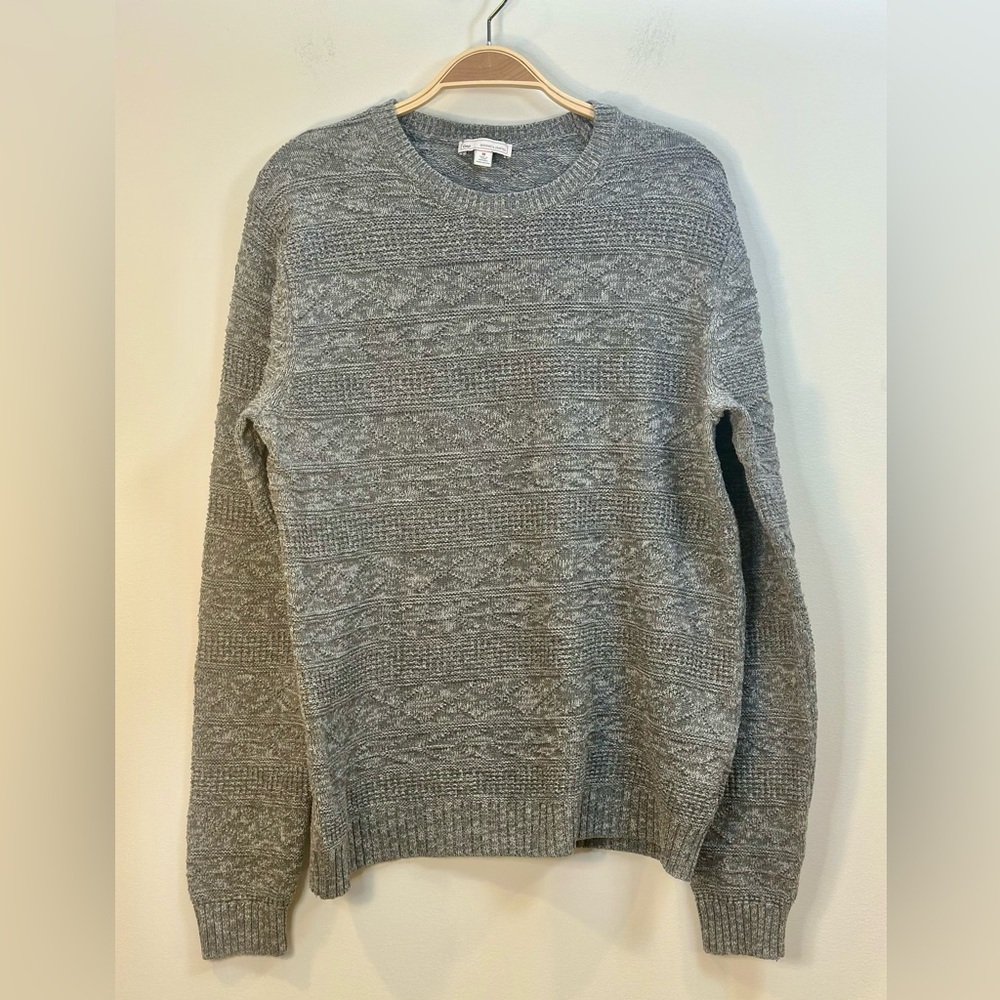 Gap Designed & Crafted Marca Texture Knit Sweater Gray M Cable Crew Southwestern